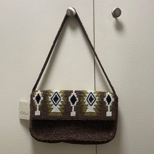 Free People Brown Beaded Shoulder Bag